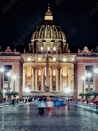 Photography A long exposure image of Saint Peters in Rome