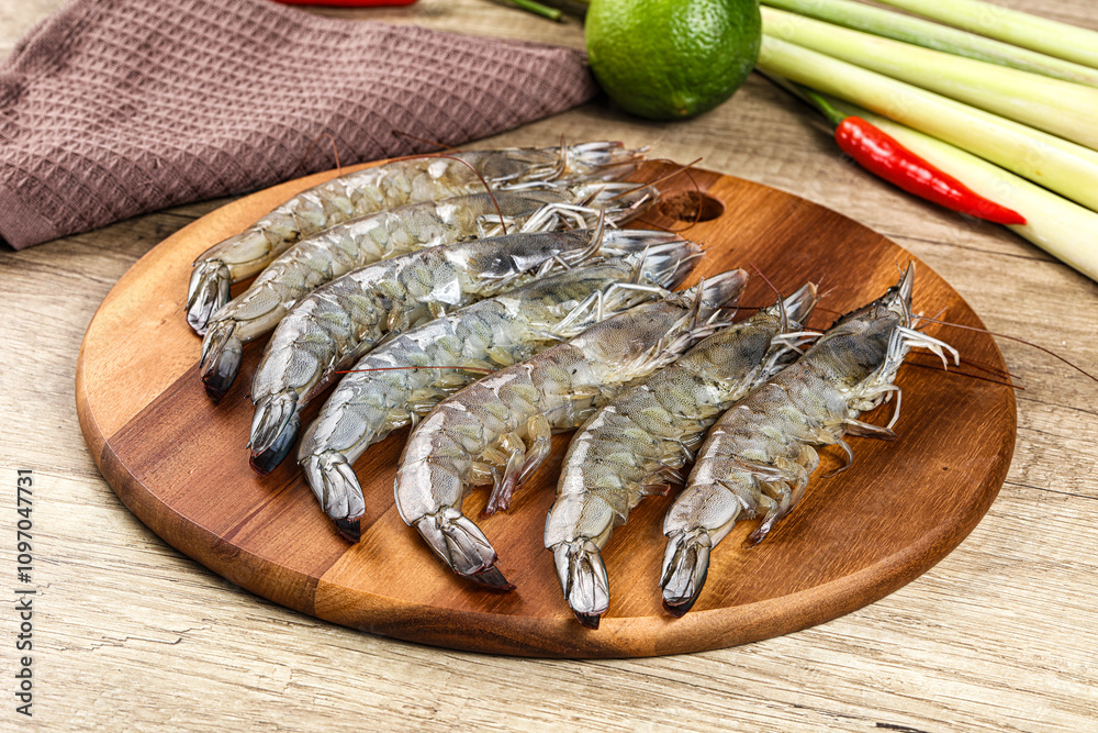 Raw fresh King Tiger prawn