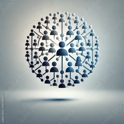 Dynamic logo with people in a kaleidoscope, group logo photo