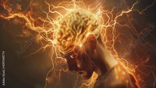 Epilepsy: The Seizures and Loss of Consciousness - Visualize a person with highlighted brain showing abnormal electrical activity