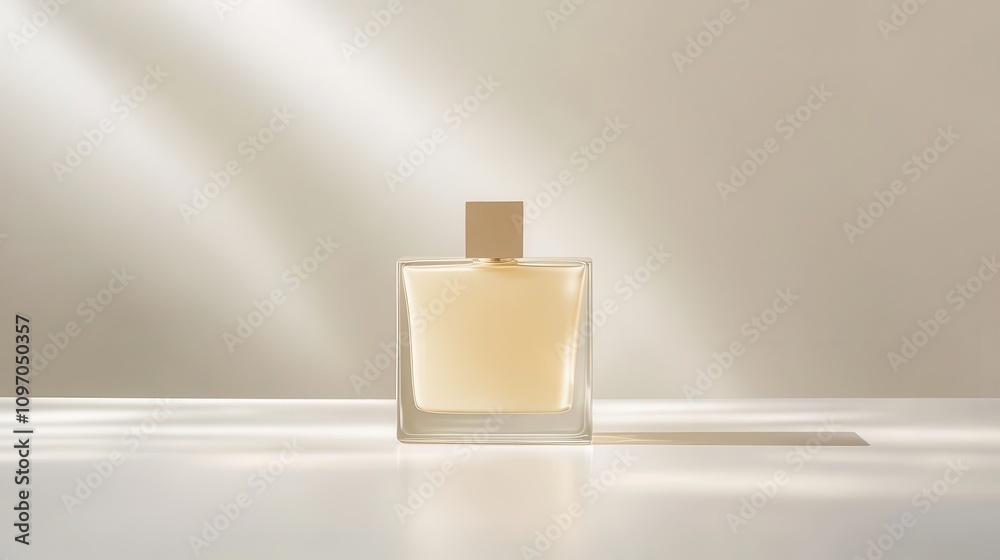 Elegant Glass Perfume Bottle on Minimalist Background with Soft Light Filter Creating a Calm and Serene Atmosphere for Beauty and Fragrance Photography Elegant Glass Perfume Bottle on Minimalist Background with Soft Light Filter Creating a Calm and Serene Atmosphere for Beauty and Fragrance Photography