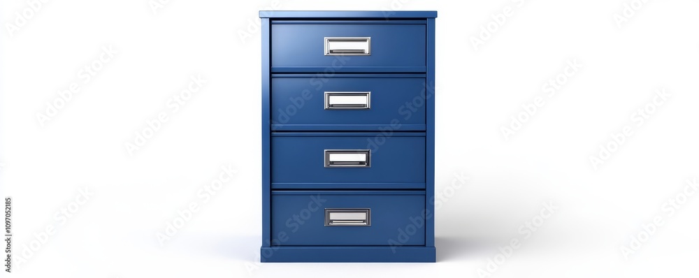 Blue filing cabinet with four drawers, perfect for organization Blue filing cabinet with four drawers, perfect for organization