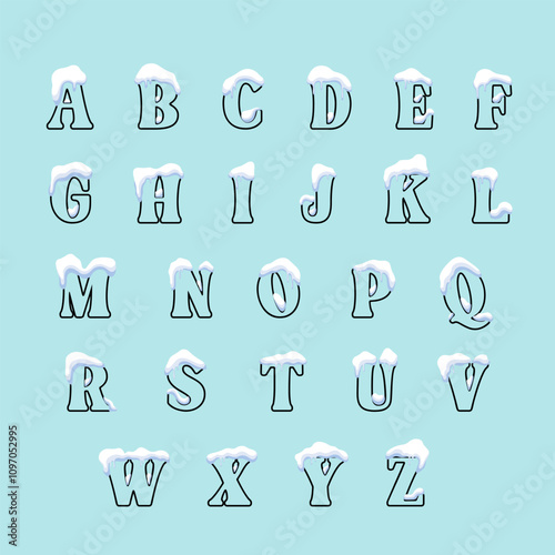 Snow winter outlined font