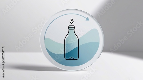 Glass Recycable icon in a glass bottle photo