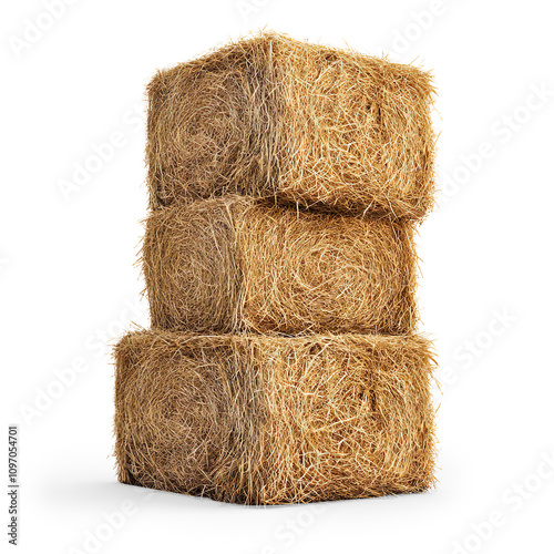 Stack of Hay Bales on a Transparent Background photo