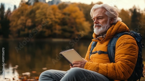 Nature sketching adventure lakeside retreat outdoor activity autumn landscape serene viewpoint creative inspiration