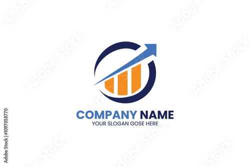 Modern logo design featuring upward trend and company name placeholder for branding