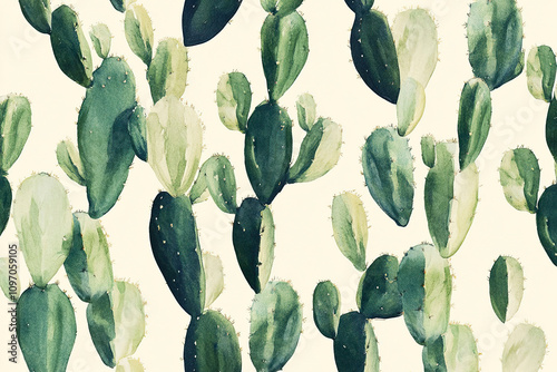 A pattern of cacti on a neutral light background.