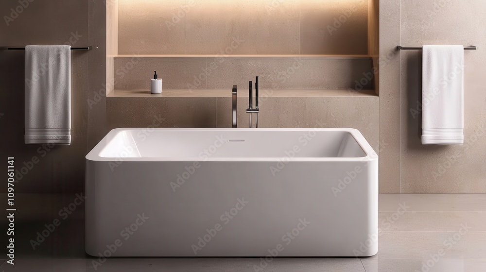 Luxury bathrooms with effortless maintenance. Modern Minimalist Bathtub Design Featuring a Sleek Freestanding and Elegant Accessories Luxury bathrooms with effortless maintenance. Modern Minimalist Bathtub Design Featuring a Sleek Freestanding and Elegant Accessories