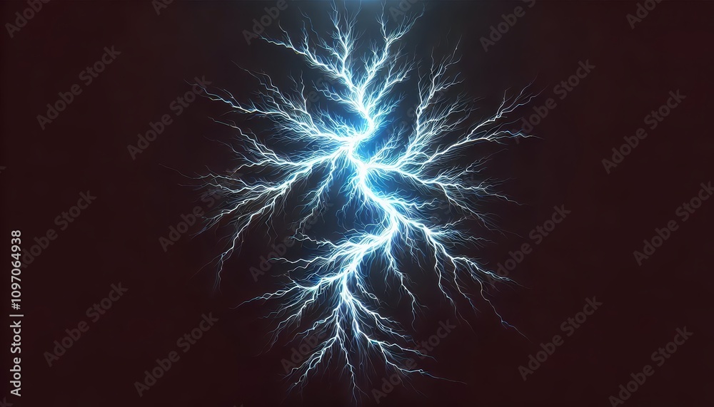 A visually striking depiction of a single vivid lightning bolt against a black background.