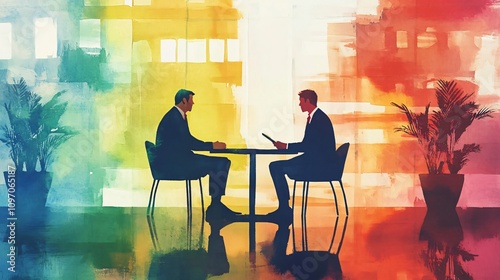 Business Meeting of two People in a Interview Setting for Hiring new talens photo