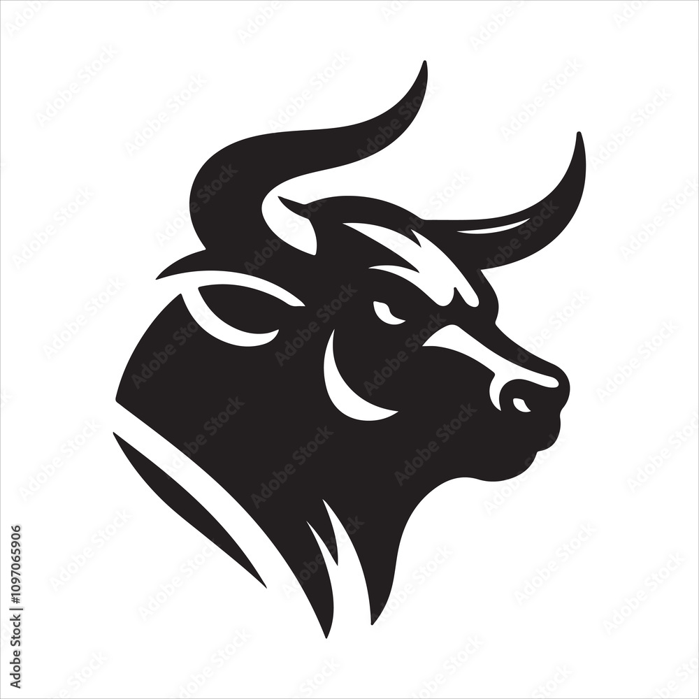 Cow bull head vector silhouette Cow bull head vector silhouette