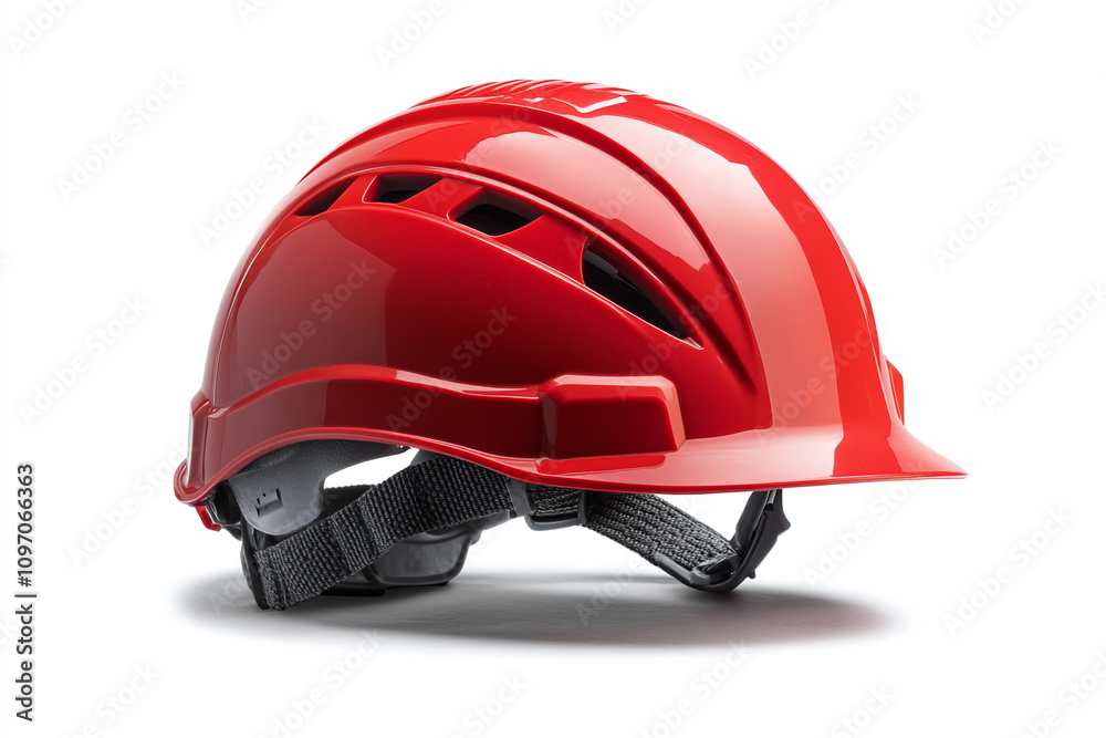 Red safety helmet on pure white background. Red safety helmet on pure white background.