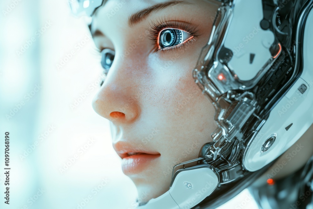 Futuristic Female Android Close-Up Futuristic Female Android Close-Up