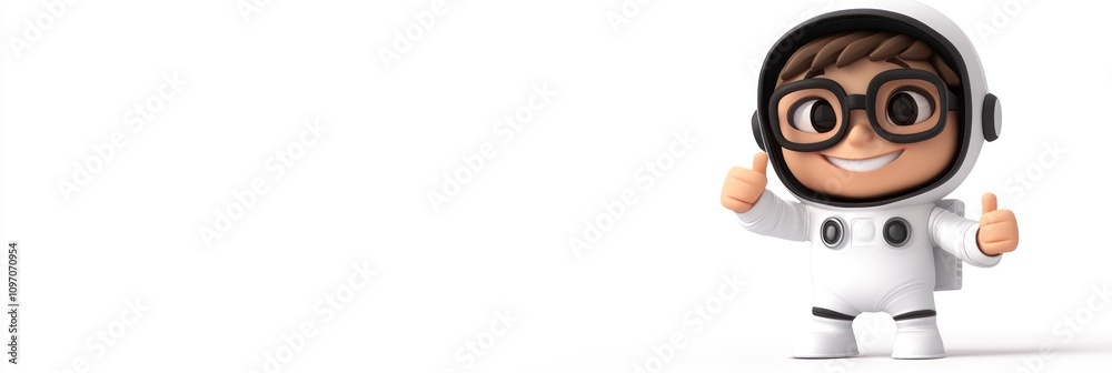 A cheerful cartoon astronaut character giving a thumbs-up, promoting exploration and fun. A cheerful cartoon astronaut character giving a thumbs-up, promoting exploration and fun.