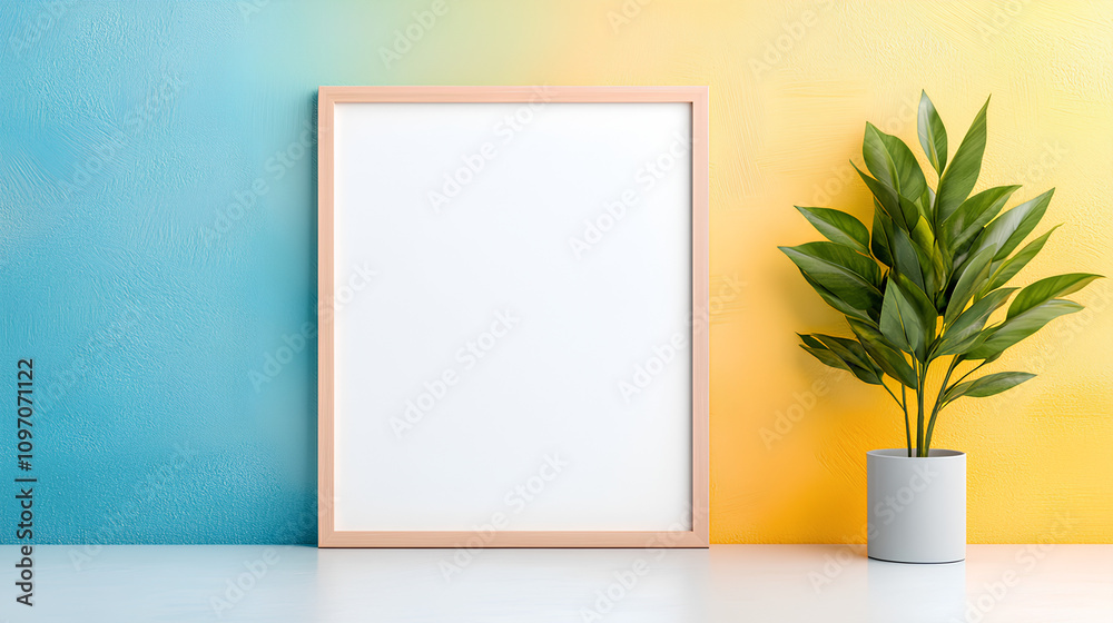 Square Photo Frame on Tidy Workspace with Stationery and Books Mockup Square Photo Frame on Tidy Workspace with Stationery and Books Mockup