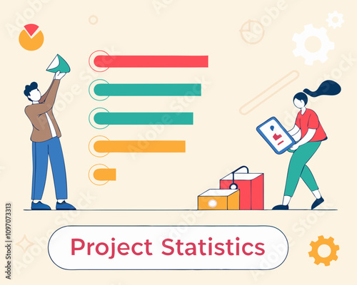 A vector set of funny cartoon characters includes a funny cartoon builder illustration, showcasing people at work with a concept of job success