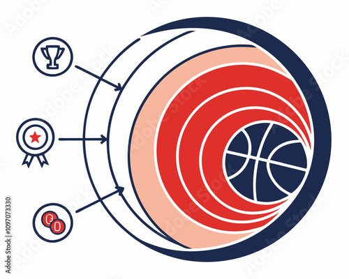A red circle target with arrows and a dart hitting the center bullseye symbolizes business success and aiming aspirations in a sport of accuracy
