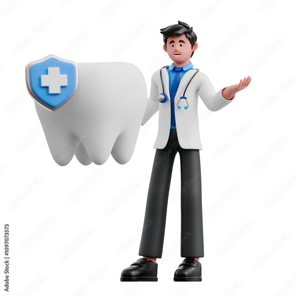 doctor checks the teeth 3d character illustration doctor checks the teeth 3d character illustration