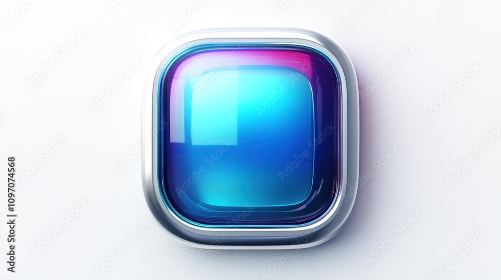 Glossy Blue Square Button: Digital Interface Design Element Glossy Blue Square Button: Digital Interface Design Element