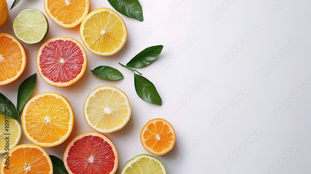 Fresh Collection of Citrus Fruits Isolated on White Background Fresh Collection of Citrus Fruits Isolated on White Background