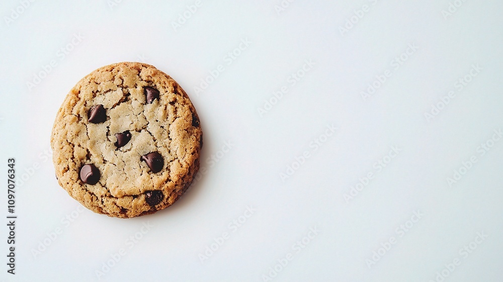 Single Chocolate Chip Cookie on White Background Single Chocolate Chip Cookie on White Background