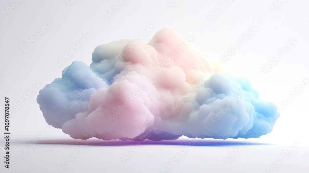 Obraz premium Pastel Dream Cloud: A Surreal 3D Render of a Fluffy, Colorful Cloud Formation
