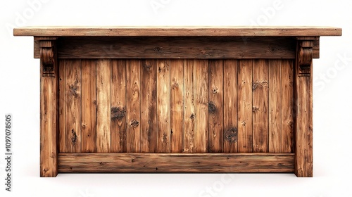 Isolated Wooden Bar with Rustic Design on White Background