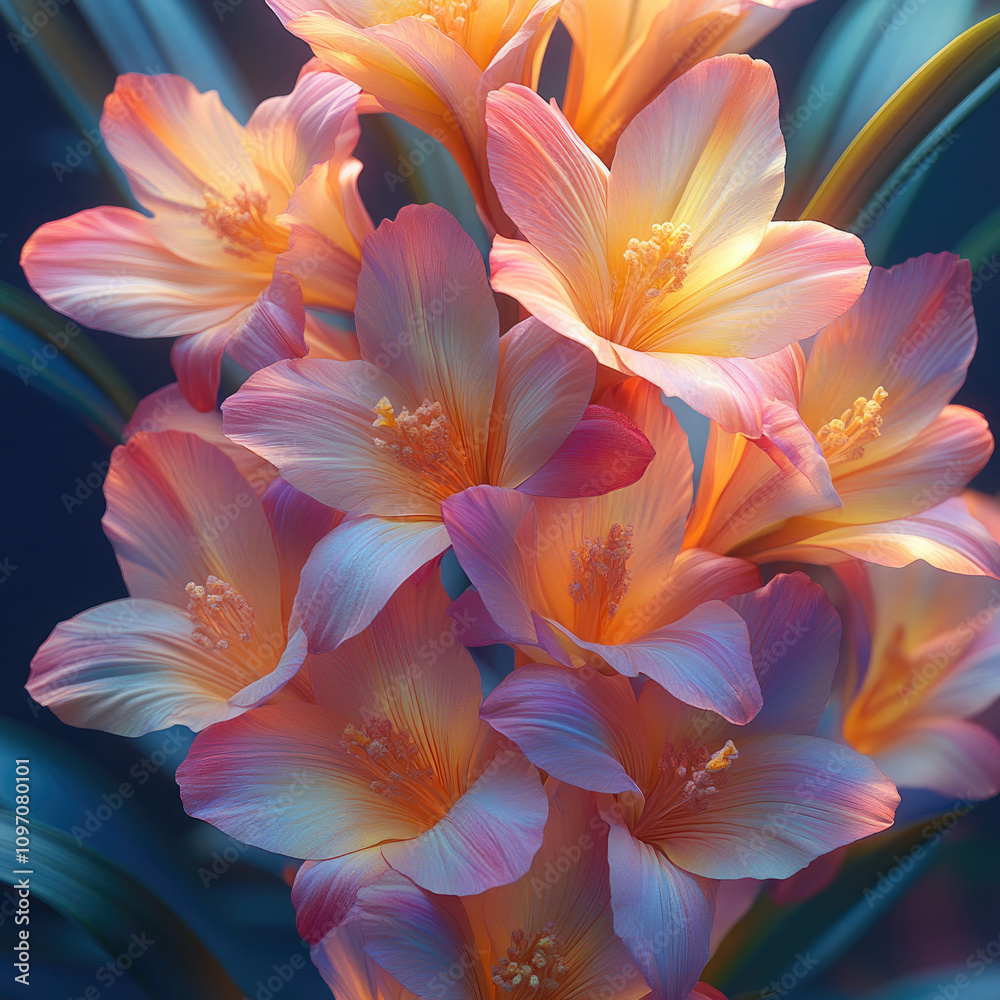 Pastel Clivia Flowers Close-up Pastel Clivia Flowers Close-up