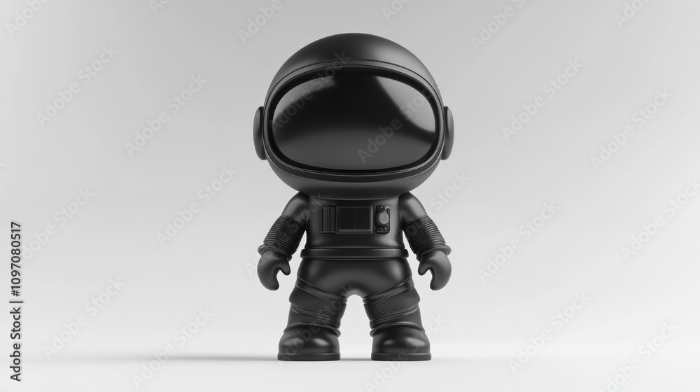 A stylized black astronaut figure standing on a plain background. A stylized black astronaut figure standing on a plain background.