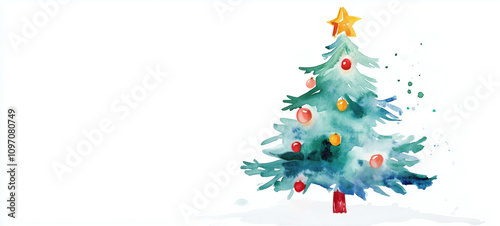 christmas tree watercolor seasonal illustration