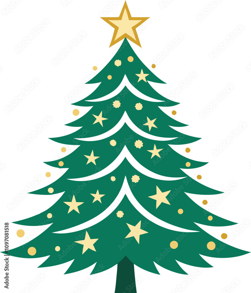 Fototapeta premium Christmas tree vector art illustration