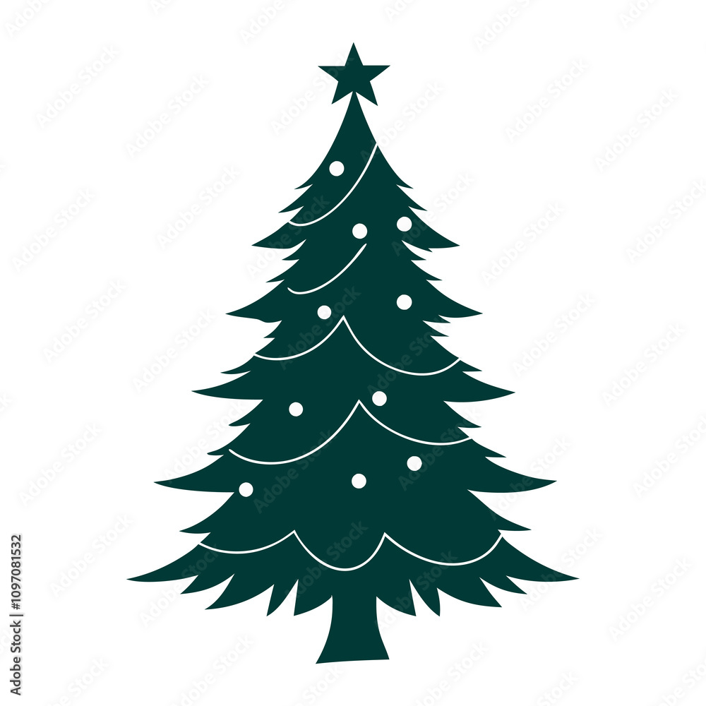 Fototapeta premium Christmas tree vector art illustration