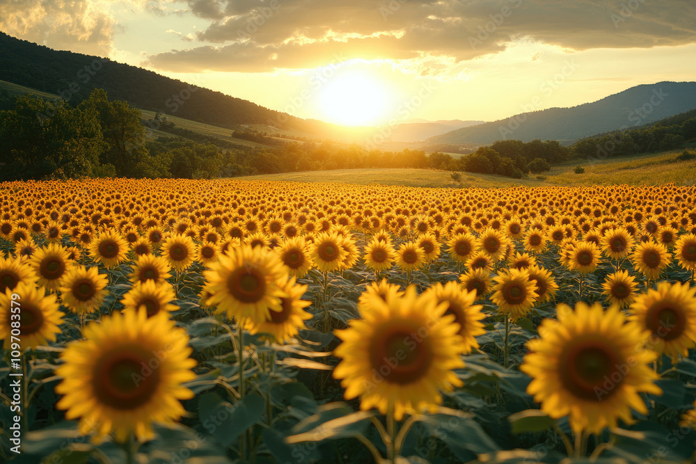 Fototapeta premium Sunflowers at Sunset