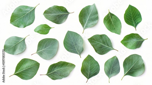 Isolated Eucalyptus Leaves on White Background for Natural Designs