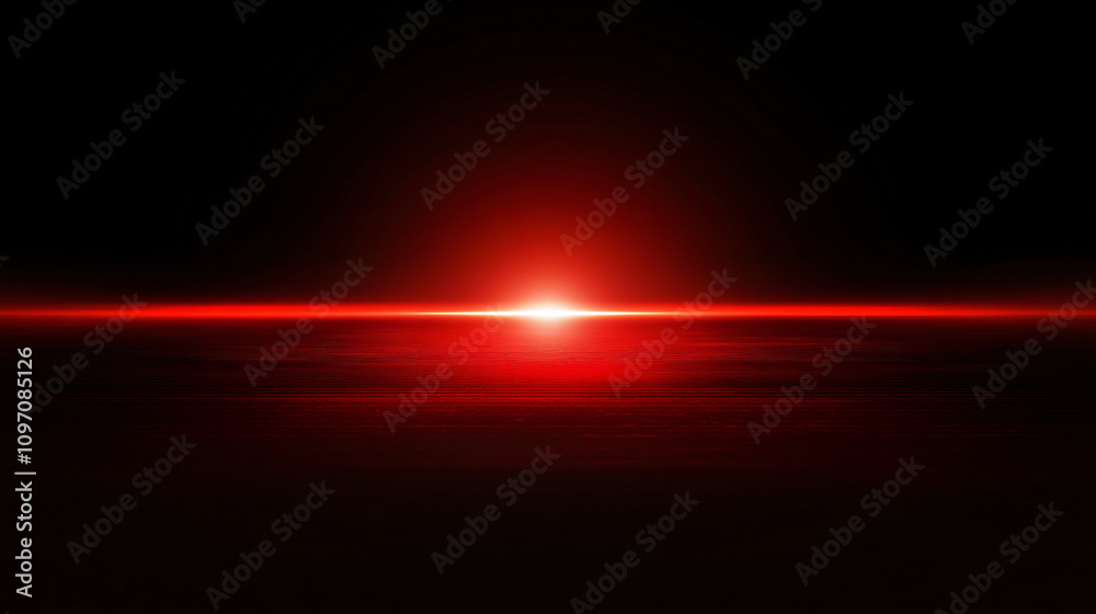 Red light shining over a dark background, creating a dramatic and mysterious atmosphere with copy space