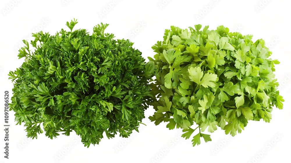 Fresh Parsley and Carrot Greens Isolated on White Background Fresh Parsley and Carrot Greens Isolated on White Background
