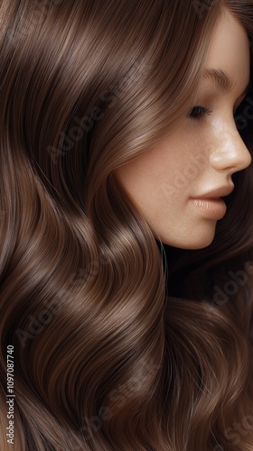 Close-up of a woman's healthy beautiful hair photo