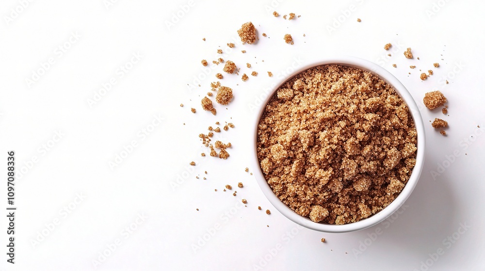 Brown Sugar in a Bowl Isolated on White Background for Cooking Brown Sugar in a Bowl Isolated on White Background for Cooking