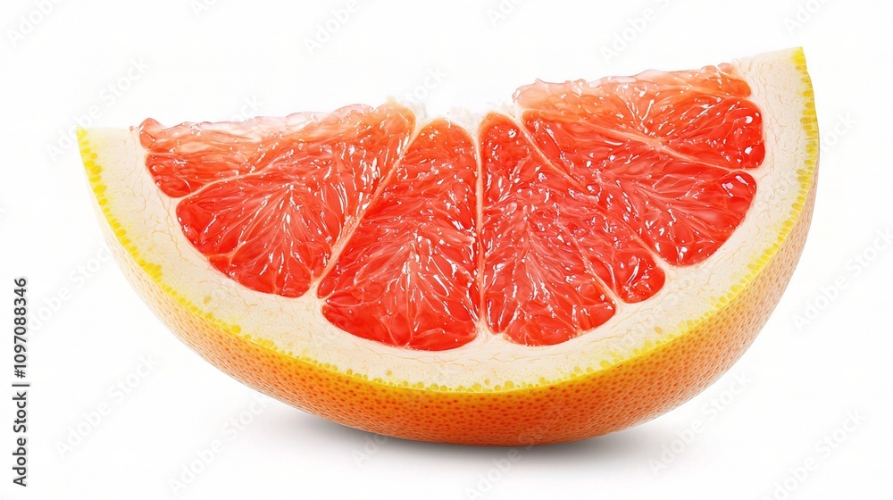 Freshly Sliced Half Grapefruit Isolated on White Background