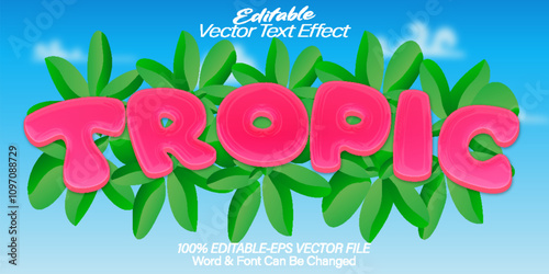 Tropic Vector Text Effect Editable Alphabet Exotic Summer Botanical Plant photo