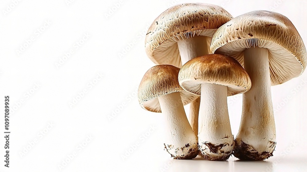 Fresh Mushrooms Isolated on White Background for Culinary Use Fresh Mushrooms Isolated on White Background for Culinary Use