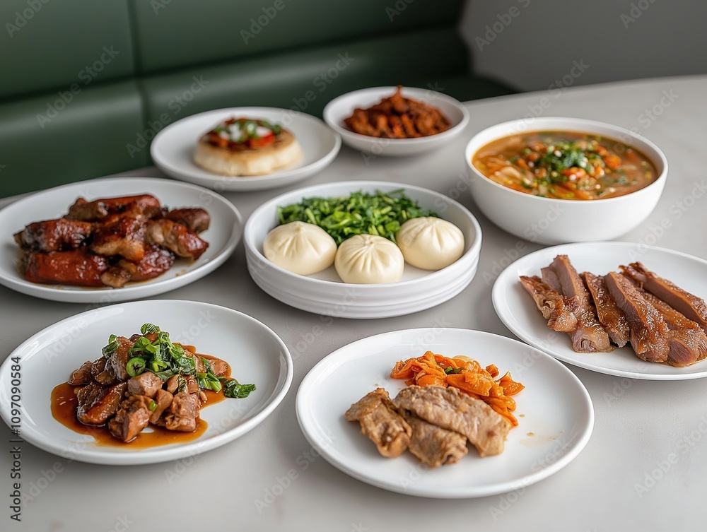 Delicious asian cuisine feast restaurant food indoor close-up Delicious asian cuisine feast restaurant food indoor close-up