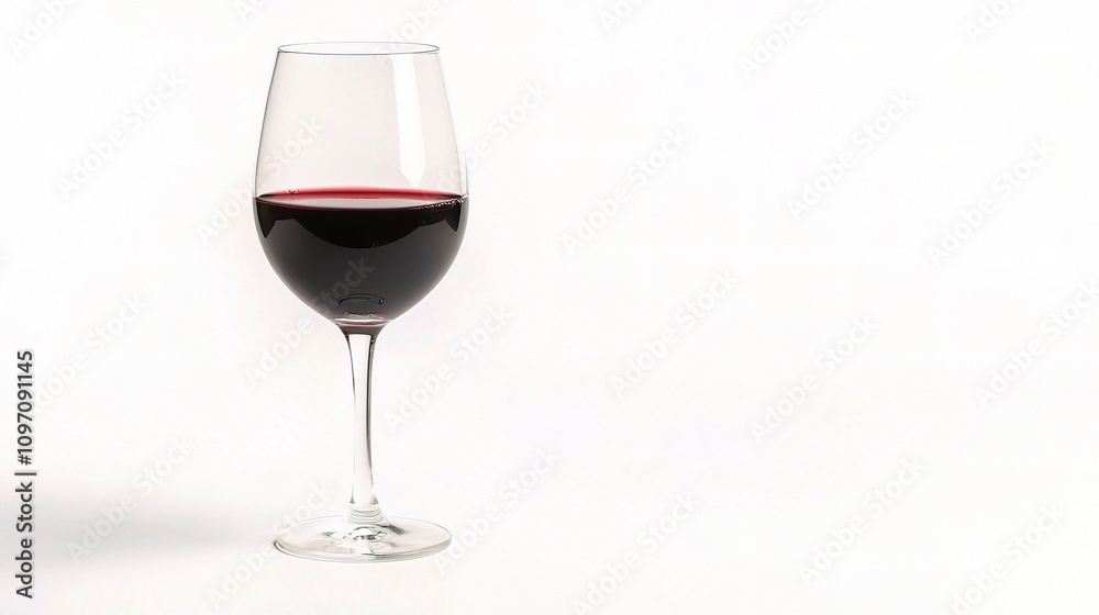 Elegant Glass of Red Wine Isolated on White Background