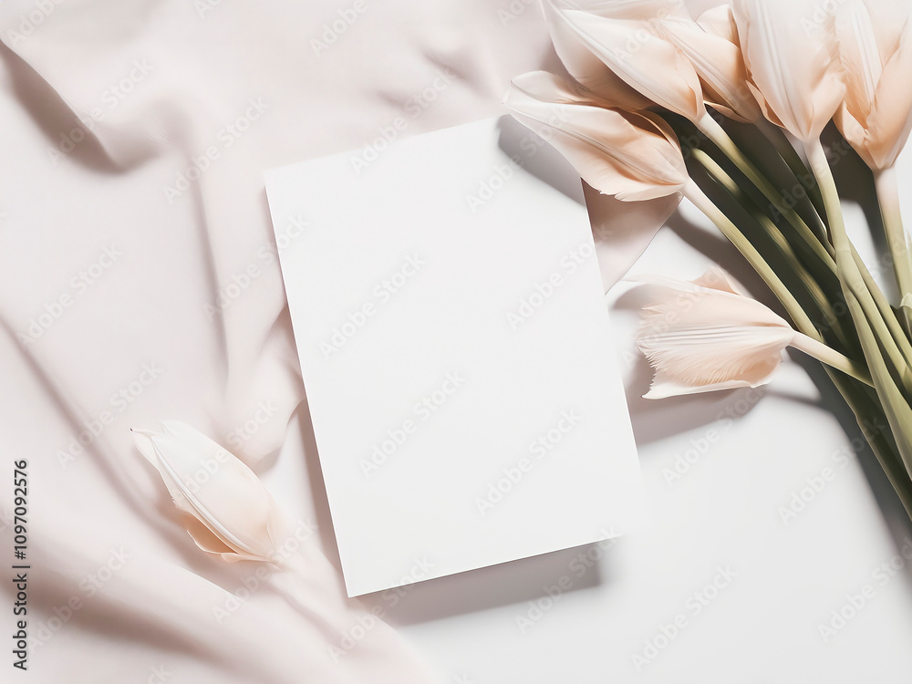 Soft Neutral Blank Card Mockup with Dried Flowers and Fabric – Perfect for Wedding Invitations and Romantic Announcements Soft Neutral Blank Card Mockup with Dried Flowers and Fabric – Perfect for Wedding Invitations and Romantic Announcements