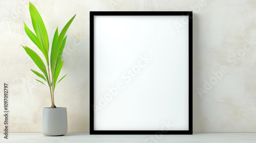 Empty frame and plant indoors for creative decor ideas