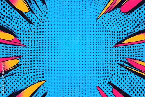 Wallpaper Mural Retro frame comic lines, sleek blue and black background, modern and nostalgic design Torontodigital.ca