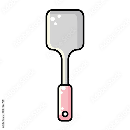 Cute vector icon of kawaii spatula, turner isolated on white background