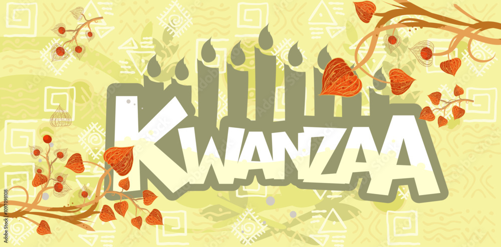 Fototapeta premium Happy Kwanzaa - banner, poster, illustration