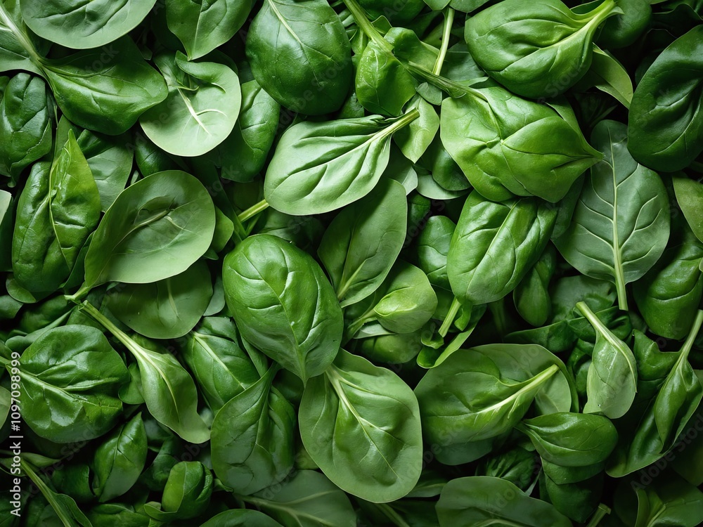 Fresh spinach leaves arranged in a vibrant green display on a wooden surface for culinary use and nutrition Fresh spinach leaves arranged in a vibrant green display on a wooden surface for culinary use and nutrition